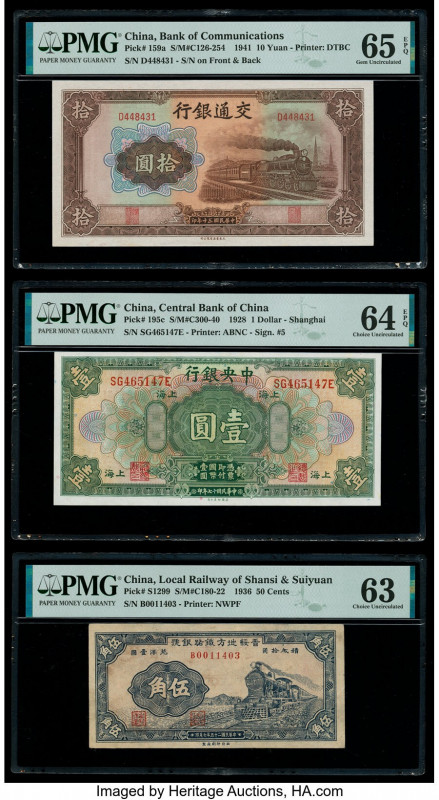 China Bank of Communications 10 Yuan 1941 Pick 159a S/M#C126-254 PMG Gem Uncircu...