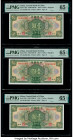 China Central Bank of China, Shanghai 1 Dollar 1928 Pick 195c S/M#C300-40 Three Consecutive Examples PMG Gem Uncirculated 65 EPQ (3). 

HID09801242017...
