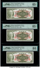 China Central Bank of China 5 Yuan 1945 (ND 1948) Pick 388 S/M#C302-2 Three Consecutive Examples PMG Gem Uncirculated 65 EPQ (2); Choice Uncirulated 6...