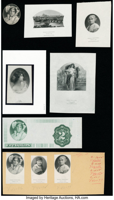 American Banknote Company Group of 18 Vignettes For Czechoslovakia. Some example...