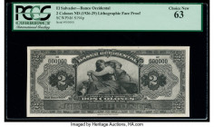 El Salvador Banco Occidental 2 Colones ND (1926-29) Pick S194fp Front Proof PCGS Choice New 63. 

HID09801242017

© 2020 Heritage Auctions | All Right...