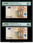 European Union Central Bank, Cyprus; Italy 50 Euro 2002 Pick 17g; 17s Two examples PMG Superb Gem Unc 67 EPQ; Gem Uncirculated 66 EPQ. 

HID0980124201...