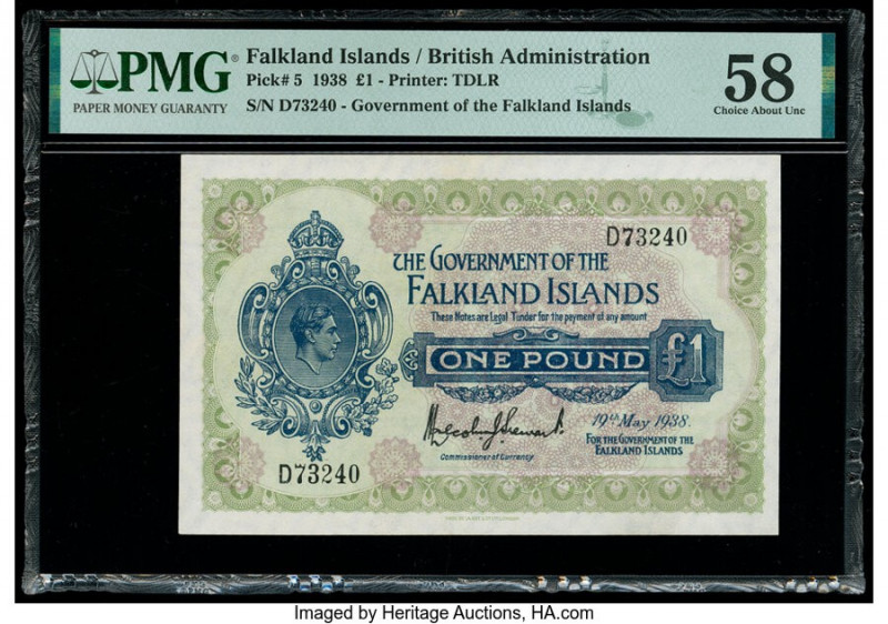 Falkland Islands Government of the Falkland Islands 1 Pound 19.5.1938 Pick 5 PMG...
