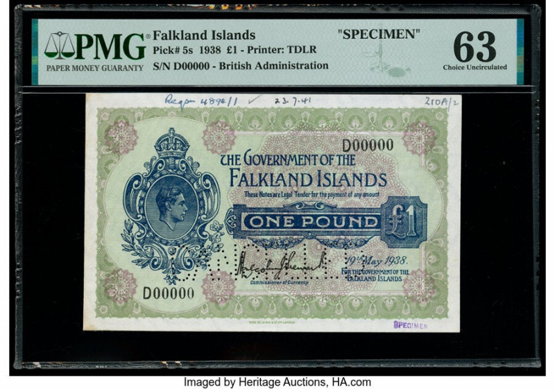 Falkland Islands Government of the Falkland Islands 1 Pound 19.5.1938 Pick 5s Sp...
