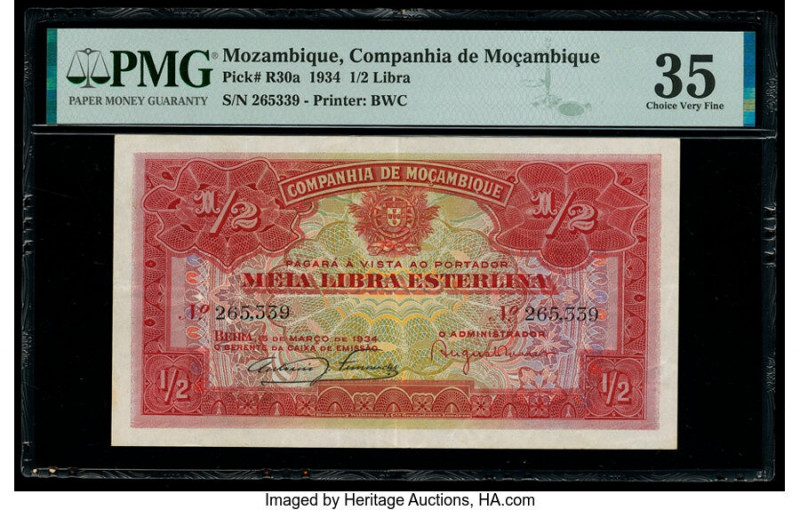 Mozambique Companhia De Mocambique 1/2 Libra 15.3.1934 Pick R30a PMG Choice Very...