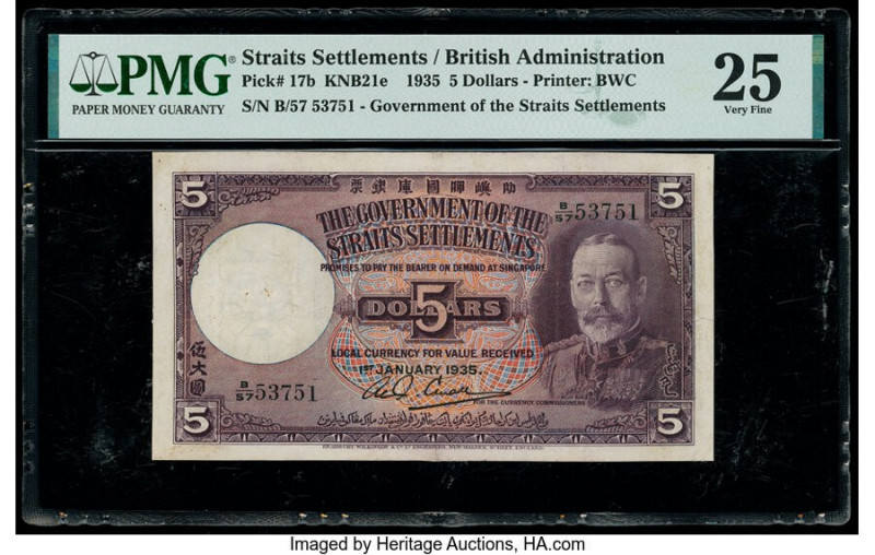 Straits Settlements Government of the Straits Settlements 5 Dollars 1.1.1935 Pic...