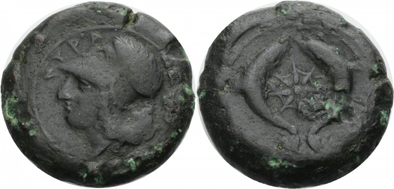 Sizilien. 
Syrakus. 
Litra, Bronze, 375-344 v. Chr. SURA Kopf der Athena im ko...