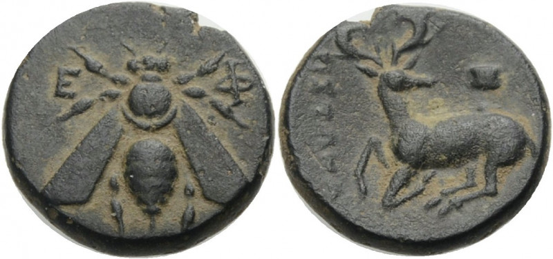 Ionien. 
Ephesos. 
Kleinbronze, ca. 387-295 v. Chr. Biene zwischen E-F. Rv. (A...