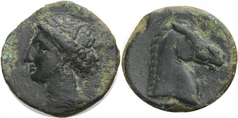 Zeugitania. 
Karthago. 
Bronze, Sardinien, 300-264 v. Chr. Tanitkopf mit Ähren...
