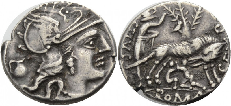 Römische Republik. 
Sextus Pompeius Fostlus, 137 v. Chr. Denar. Romakopf im gef...