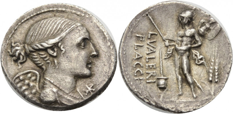 Römische Republik. 
L. Valerius Flaccus, 108-107 v. Chr. Denar. Drap. Büste der...