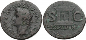 Kaiserzeit. 
Augustus, 27 v. Chr. -14 n. Chr. As, postum unter Tiberius, 22/3-30 DIVVS AVGVSTUS PATER Kopf mit Strkr. n.l. Rv. S - C Altar, darauf Or...