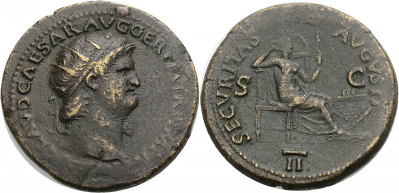 Kaiserzeit. 
Nero, 54-68. Dupondius, 64-67 Lugdunum. Büste mit Strahlenkrone n....