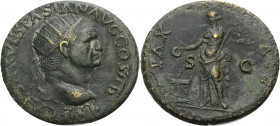 Kaiserzeit. 
Vespasianus, 69-79. Dupondius, 72 Büste mit Strkr. n. r. Rv. PAX AVG Pax n.l. stehend, aus Patera vor Altar opfernd, in der L. Zweig hal...