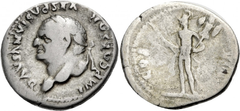 Kaiserzeit. 
Vespasianus, 69-79. Denar, 77-78 Büste mit L. n. l. Rv. COS- VIIII...