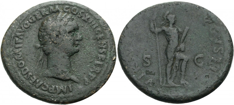 Kaiserzeit. 
Domitianus, 81-96. As, 87 Büste mit L. n. r. Rv. VIRTVS AVGVSTI/ S...
