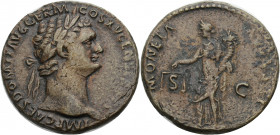 Kaiserzeit. 
Domitianus, 81-96. As, 90-91 Büste mit L. n. r. Rv. MONETA AVGVSTI/ S-C Moneta n.l. stehend, Waage und Füllhorn haltend. 10,93 g. RIC&nb...