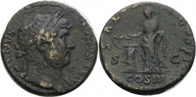 Kaiserzeit. 
Hadrianus, 117-138. As, 124-127 Büste mit L. n. r. HADRIANVS AVGVSTVS Rv. SALVS AVGVSTI Salus n.l. opfernd über Altar, worum eine Schlan...