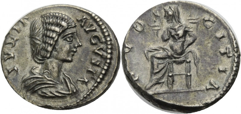 Kaiserzeit. 
Julia Domna, 193-217. Denar, 196-202 Laodicea. Drap. Büste n. r. I...