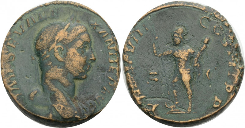 Kaiserzeit. 
Severus Alexander, 222-235. Sesterz, 229 Büste mit L. n. r. Rv. P ...