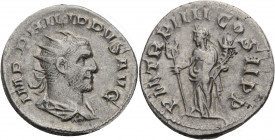 Kaiserzeit. 
Philippus I. Arabs, 244-249. Antoninian, datiert 247 Drap., gep. Büste mit Strkr. n. r. Rv. PM TRP IIII COS II PP Fortuna n.l. stehend, ...