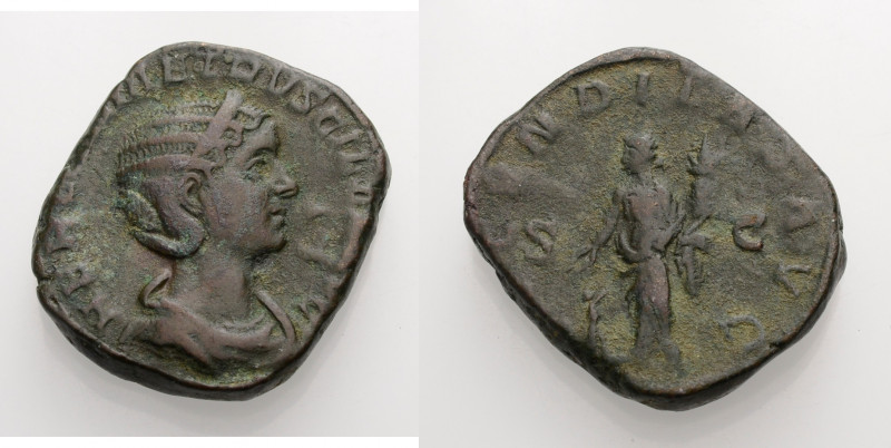 Kaiserzeit. 
Herennia Etruscilla, Gattin des Traianus Decius, 249-251. Sesterz....