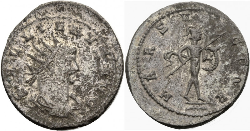Kaiserzeit. 
Gallienus, 253-268. Antoninian, Antiochia. Drap., gep. Büste n. r....