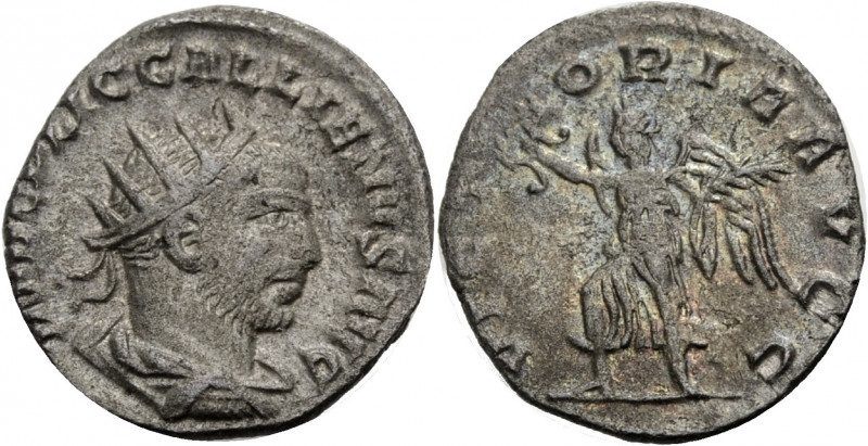 Kaiserzeit. 
Gallienus, 253-268. Antoninan, Antiochia. Drap., gep. Büste mit St...