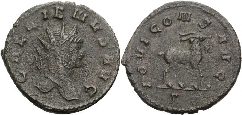Kaiserzeit. 
Gallienus, 253-268. Antoninian, Rom. Kopf mit Strkr. n. r. Rv. IOV...