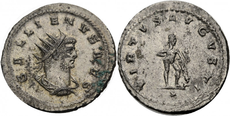 Kaiserzeit. 
Gallienus, 253-268. Antoninian, Antiochia. Drap., gep. Büste mit S...