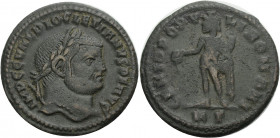 Kaiserzeit. 
Diocletianus, 284-305. Follis, 295-296 Cyzicus. Büste mit L. n. r. Rv. GENIO POPV-LI ROMANI/ K G Genius mit Chlamys n.l. stehend, Patera...