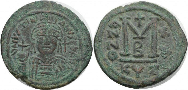 Iustinianus I., 527-565. Bronze-Follis, 541-542 Cyzicus. DN IVSTINI-ANVS PP AVG ...