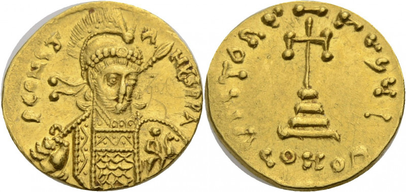 Constantinus IV., 668-681. Solidus, 681-685. Gep. Büste von vorne im Helm mit He...