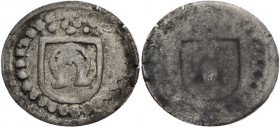 Isny, Stadt. 
Einseitiger Pfennig o. J. (nach 1508). Hufeisen-Schild im Kreis von 26 Perlen, über dem Schild eine Rosette. Lanz&nbsp;225&nbsp;d, Nau&...