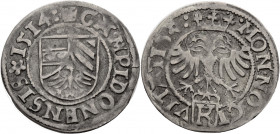 Kempten, Stadt. 
Halbbatzen 1514. Wappenschild. Rv. Gekrönter Doppeladler, unten Schild mit K. Bernhart&nbsp;397, Nau&nbsp;37, Haertle&nbsp;554. . 
...