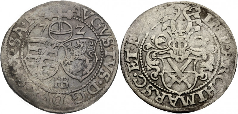 Sachsen/-Alb. Linie, Kurfürstentum nach 1547. 
AUGUST, 1553-1586. Groschen 1572...