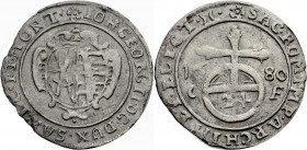 Sachsen/-Alb. Linie, Kurfürstentum nach 1547. 
JOHANN GEORG II., 1656-1680. Groschen 1680, Dresden. Wappen. Rv. Reichsapfel mit Wertzahl 24 zwischen ...