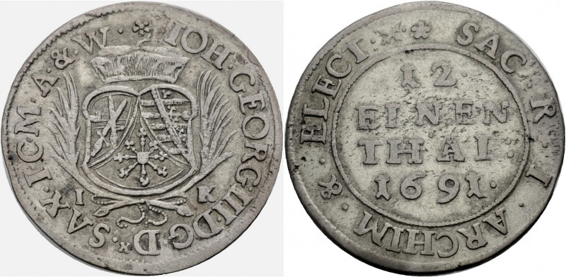 Sachsen/-Alb. Linie, Kurfürstentum nach 1547. 
JOHANN GEORG III., 1680-1691. 1/...