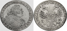 Sachsen/-Alb. Linie, Kurfürstentum nach 1547. 
FRIEDRICH AUGUST II., 1733-1763. Groschen 1740 auf das Vikariat. Brustbild r. Rv. Doppeladler. Mers.&n...