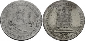 Sachsen/-Alb. Linie, Kurfürstentum nach 1547. 
FRIEDRICH AUGUST II., 1733-1763. Doppelgroschen 1741 auf das Vikariat. Der Kurfürst reitet n. r. Rv. L...