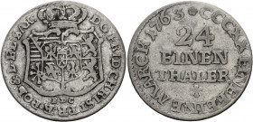 Sachsen/-Alb. Linie, Kurfürstentum nach 1547. 
FRIEDRICH CHRISTIAN, 1763 (5. Okt. - 7. Dez.). 1/24 Taler 1763, Leipzig. Gekröntes Wappen, darunter Mm...