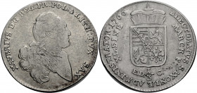 Sachsen/-Alb. Linie, Kurfürstentum nach 1547. 
XAVER, 1763-1768. 1/3 Taler = 1/4 Konventionstaler 1766 E.C.D., Dresden. Brustbild r. Rv. Wappen unter...