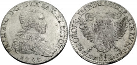 Sachsen/-Alb. Linie, Kurfürstentum nach 1547. 
FRIEDRICH AUGUST III., 1763-1806. 1/12 Taler 1792, Dresden, auf das Vikariat. Geharnischtes Brustbild ...