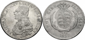 Sachsen, Königreich. 
FRIEDRICH AUGUST I., 1806-1827. Konventionstaler 1819. Brustbild l. im Uniformrock. Rv. Gekröntes Wappen zwischen Palmzweigen. ...