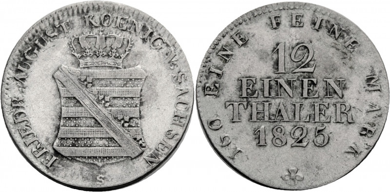 Sachsen, Königreich. 
FRIEDRICH AUGUST I., 1806-1827. 1/12 Taler = 1/16 Konvent...