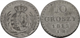 Sachsen, Königreich. 
FRIEDRICH AUGUST I., 1806-1827. 10 Groszy 1812 I.B.für das Herzogtum Warschau. Gekröntes Wappen Sachsen-Polen zwischen Palmzwei...