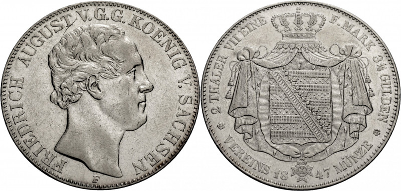 Sachsen, Königreich. 
FRIEDRICH AUGUST II., 1836-1854. Vereinsdoppeltaler 1847 ...