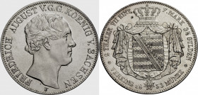 Sachsen, Königreich. 
FRIEDRICH AUGUST II., 1836-1854. Vereinsdoppeltaler 1853 F. Kopf r. Rv. Wappen auf gekröntem Mantel. J.&nbsp;78, AKS&nbsp;94, K...