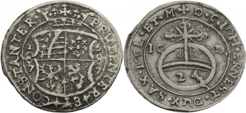 Sachsen/-Neu-Weimar(-Eisenach), Herzogtum. 
JOHANN ERNST, 1662-1683. Groschen 1...