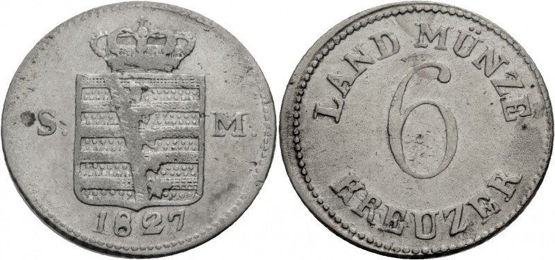 Sachsen/-Meiningen, Herzogtum. 
BERNHARD II. ERICH FREUND, 1821-1866. 6 Kreuzer...